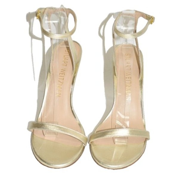 $450 Stuart Weitzman Barelynude 4.5" Platino gold LEATHER NUDIST 9.5 (PB15) - Picture 3 of 7